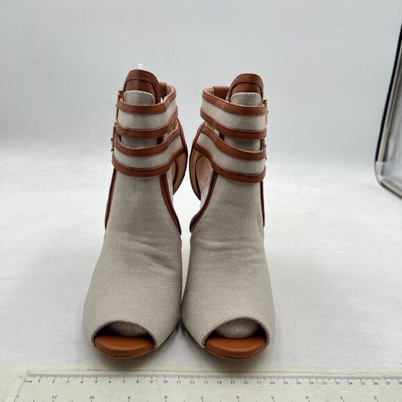 XYD Gainsboro-brown Peep Toe Sandal Ankle Booties Dual Buckled Straps Stiletto H - Picture 3 of 8